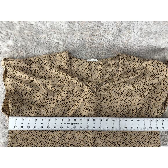 Maurices Size 0 Oversized Polka Dot V Neck Casual Top Brown Short Sleeve Blouse - Picture 4 of 8